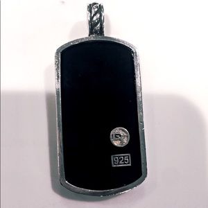 David Yurman Black Onyx and Silver Dog Tag